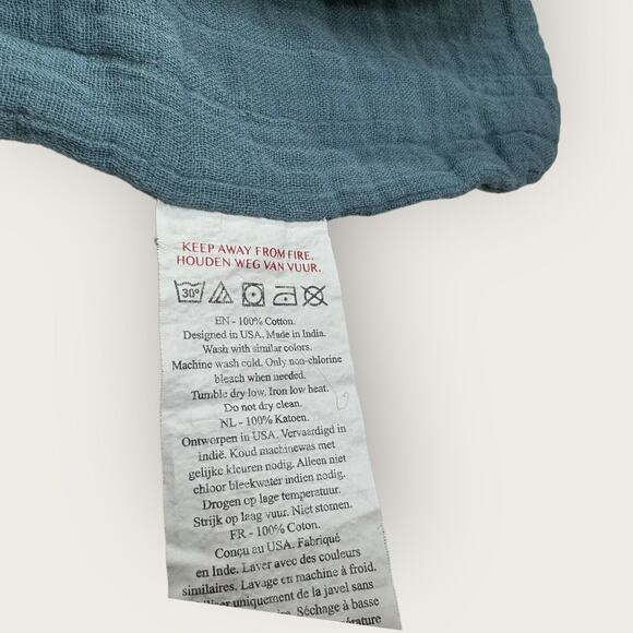 Crane Toddler 2T-3T Swim Coverup Hooded Poncho Green Blue 100% Cotton Muslin - Picture 2 of 5